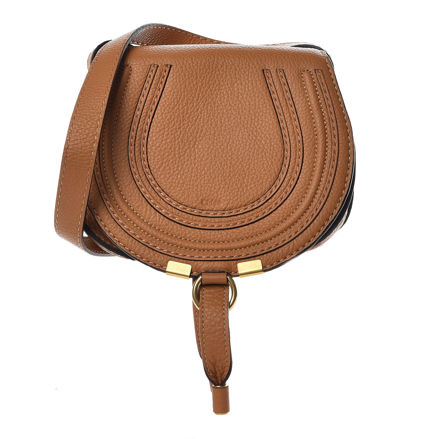 Calfskin Mini Marcie Round Crossbody Bag Autumnal Brown
