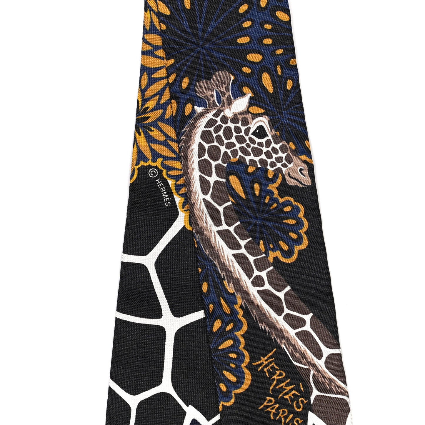 Silk Three Graces Twilly Black Gold Taupe