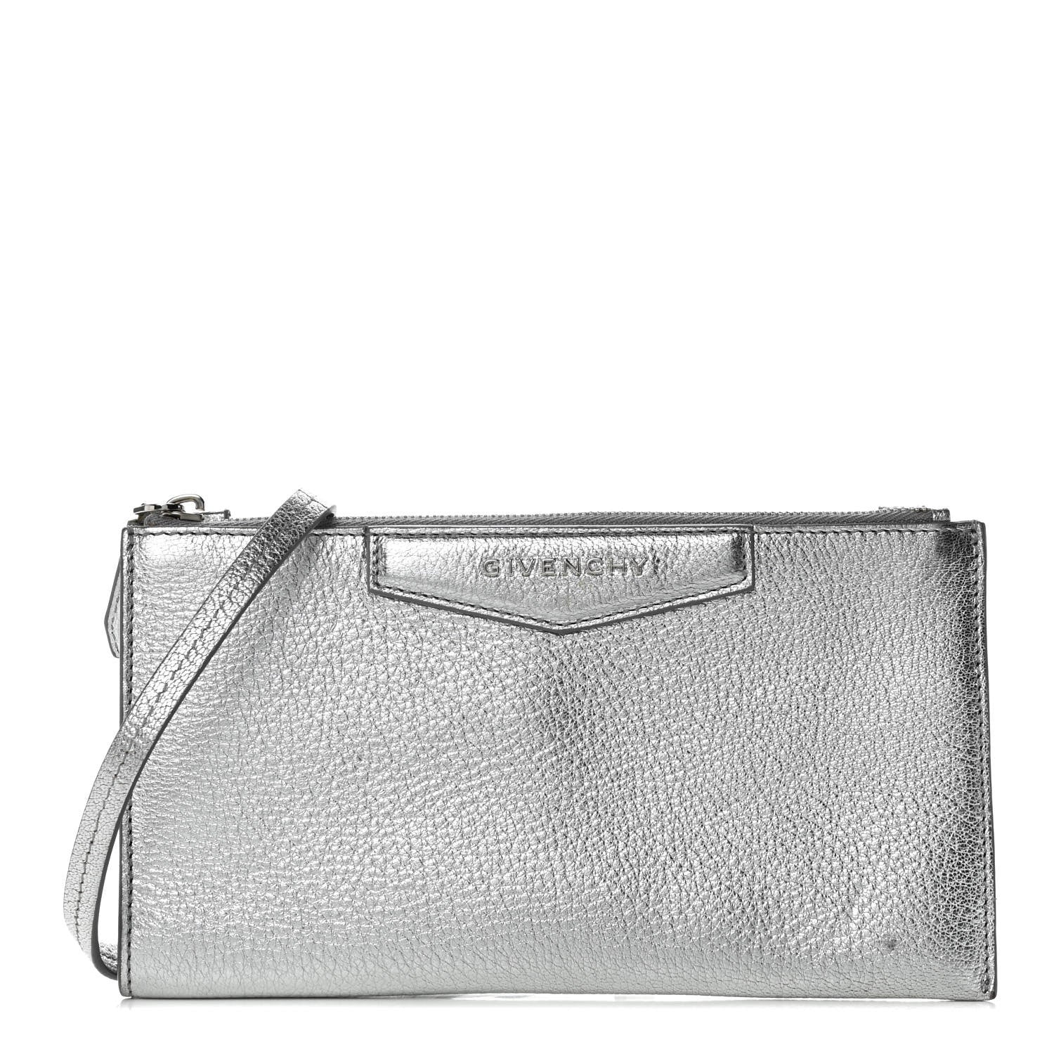 Givenchy Metallic Calfskin Iconic Pouch Crossbody Black Silver 1 of 11