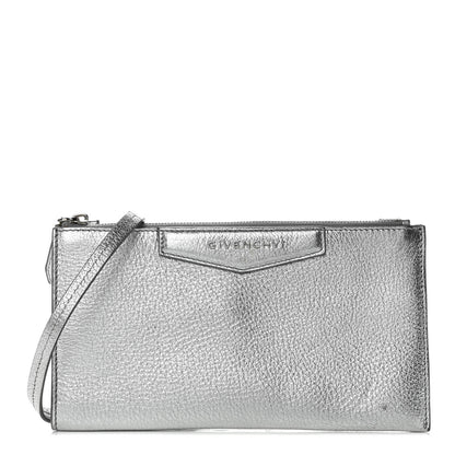 Givenchy Metallic Calfskin Iconic Pouch Crossbody Black Silver 1 of 11
