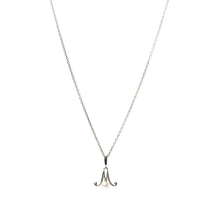 Mikimoto 18K Yellow Gold Akoya Pearl 3.5mm M Pendant Necklace 1 of 5