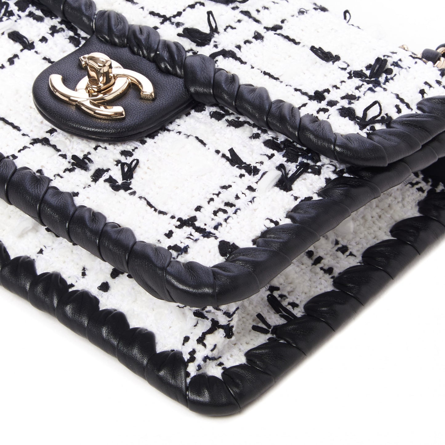 Tweed Braided Calfskin Mini My Own Frame Flap Grey Black