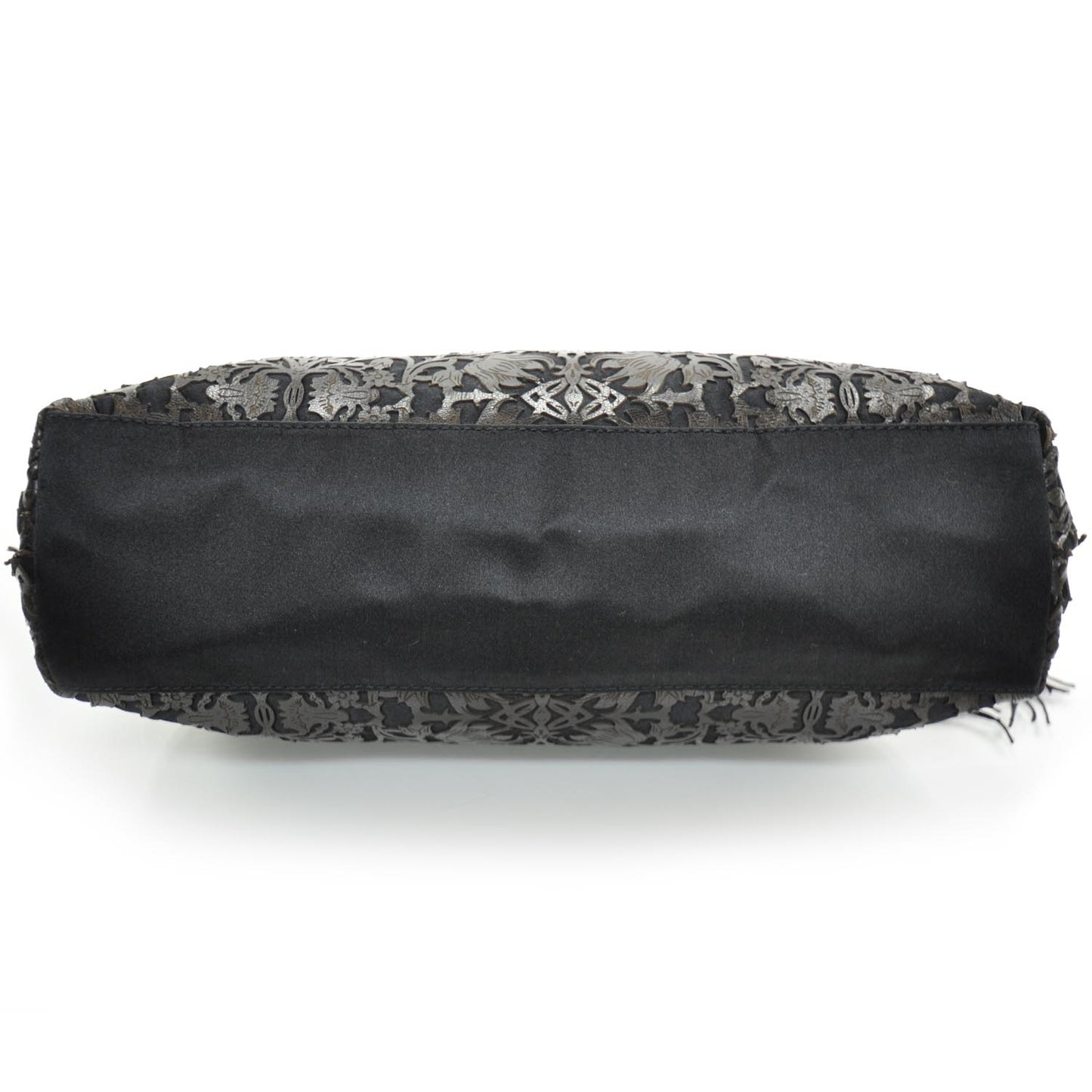 Satin Leather Laser Cut Floral Frame Bag