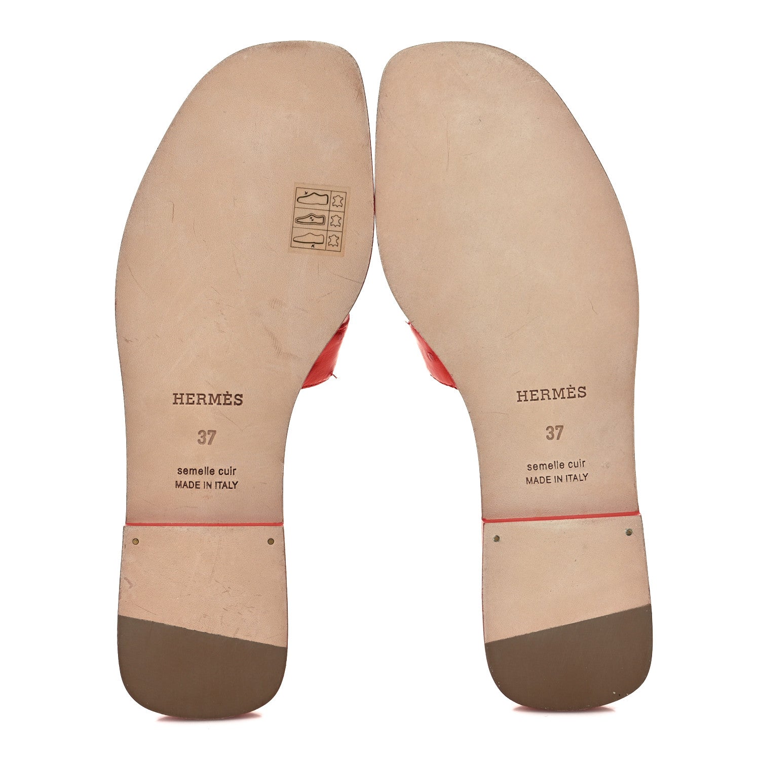 Hermes Ostrich Oran Sandals 37 Jasper Rouge 5 of 8