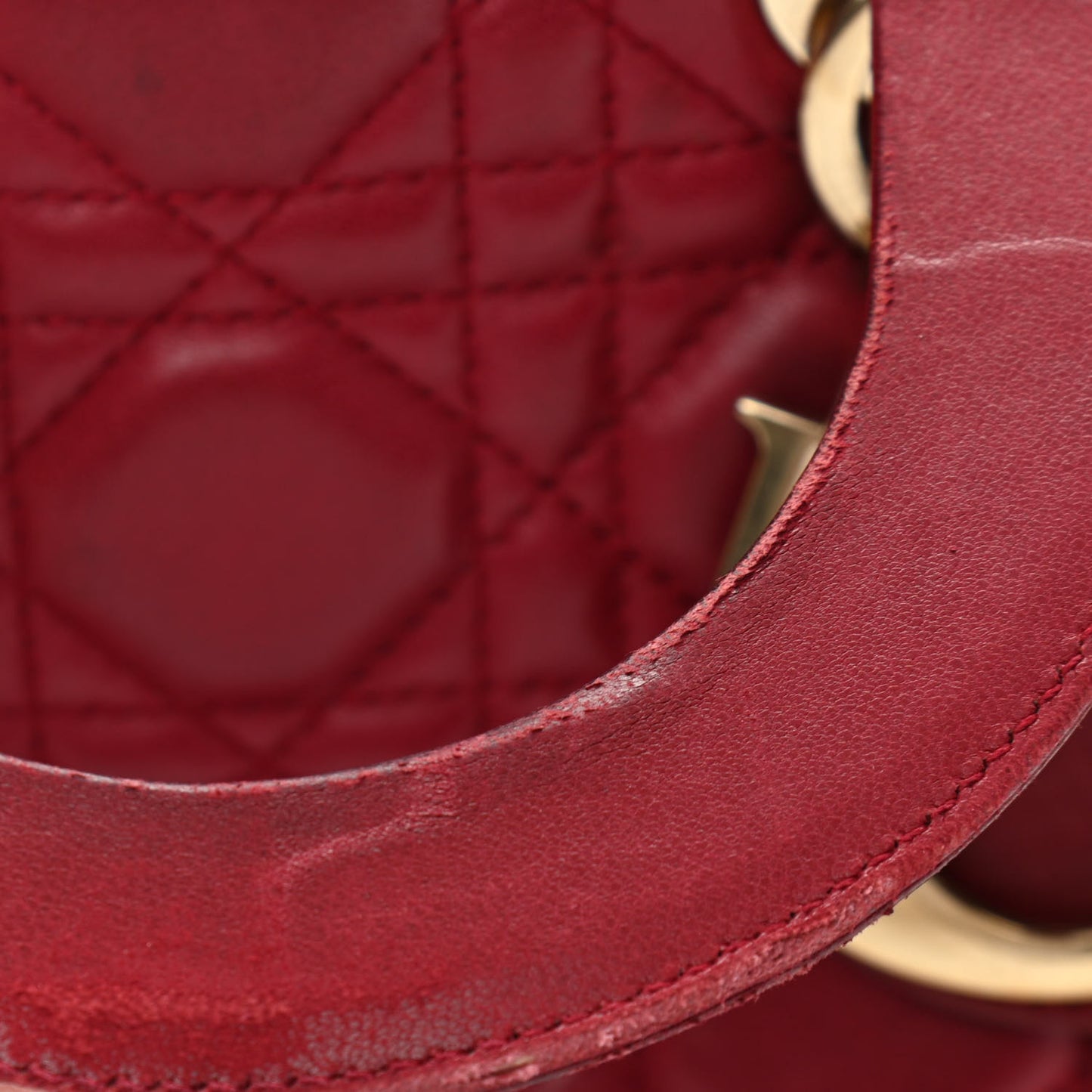 Lambskin Cannage Small Lucky Badges My Lady Dior Red