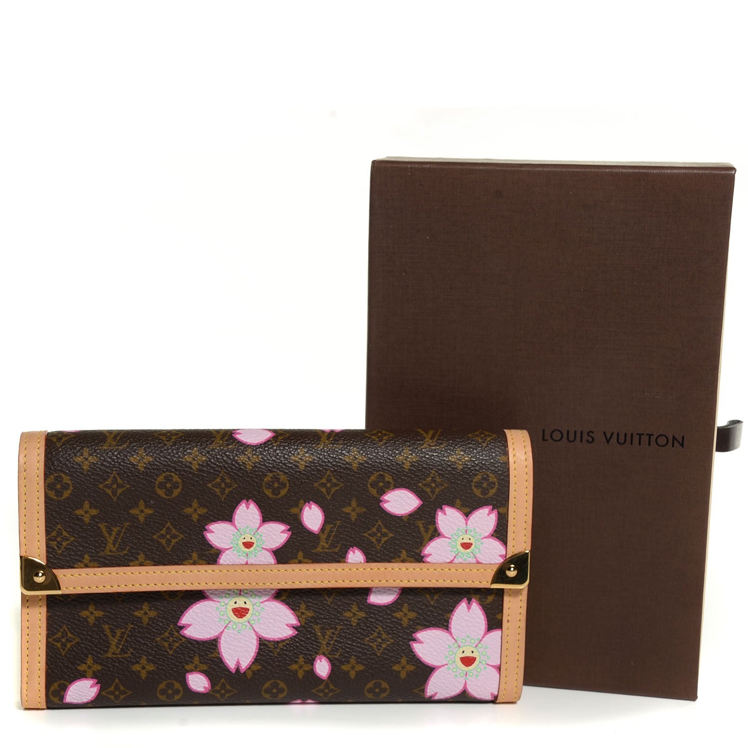 Louis Vuitton Monogram Cherry Blossom Porte Tresor International Wallet Brown 5 of 8