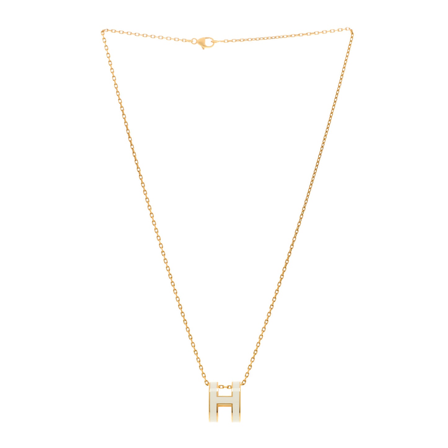 Lacquered Gold Pop H Pendant Necklace White
