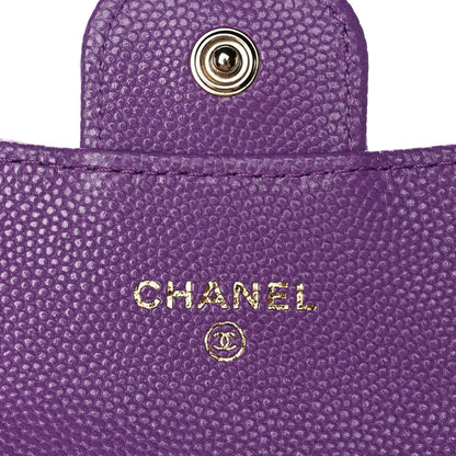 Chanel Caviar Quilted Flap Card Holder Wallet Purple 6 of 11
