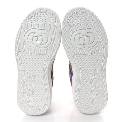 Gucci Calfskin GG Supreme Monogram Perforated Womens Platform 55mm Sneakers 36 Beige Ebony Sugar Pink Crop Shine Purple 6 of 10