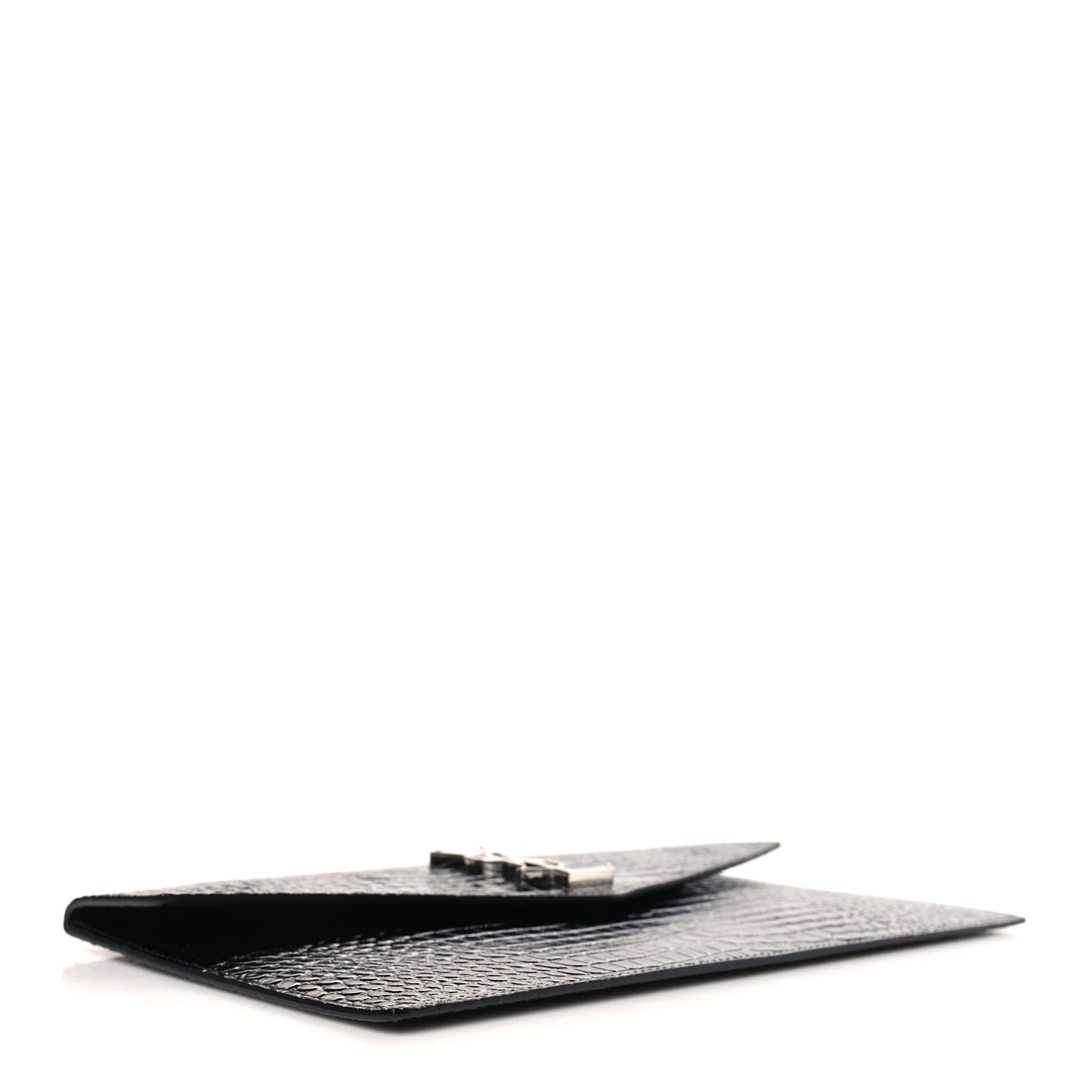 Calfskin Crocodile Embossed Uptown Monogram Pouch Black