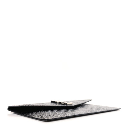 Saint Laurent Calfskin Crocodile Embossed Uptown Monogram Pouch Black 4 of 7