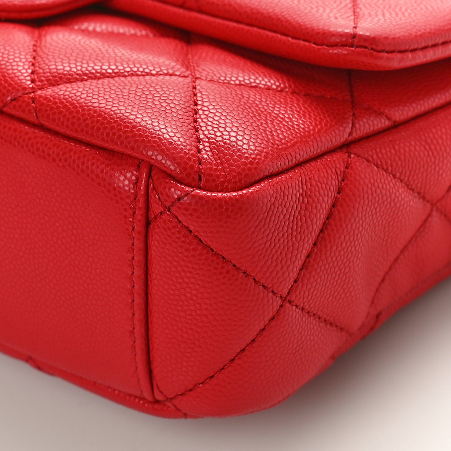 Caviar Quilted Small Twist Your Buttons Flap Red