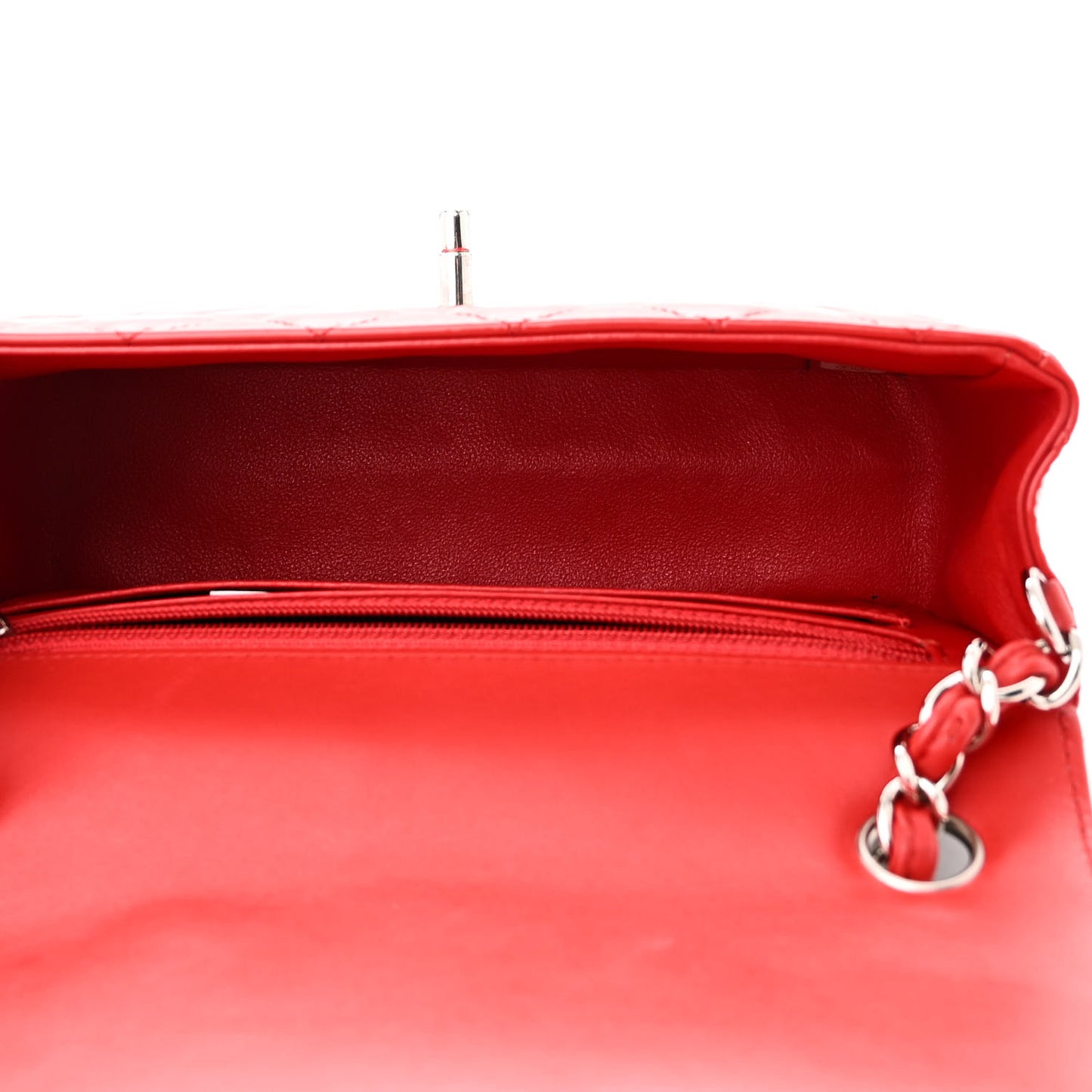 Patent Calfskin Quilted Bi-Color Mini Rectangular Flap Red Black