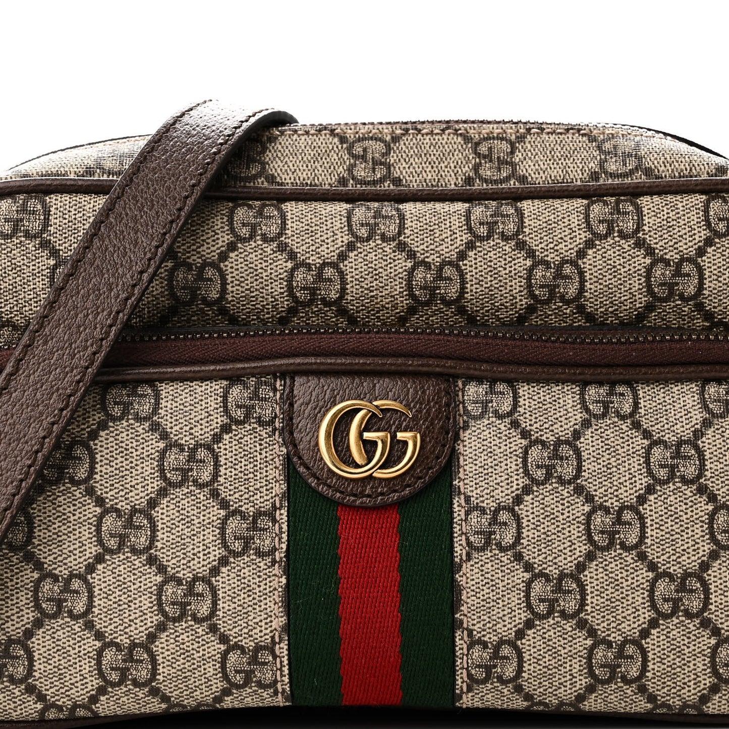 GG Supreme Monogram Calfskin Web Small Ophidia Messenger Bag Beige Ebony New Acero