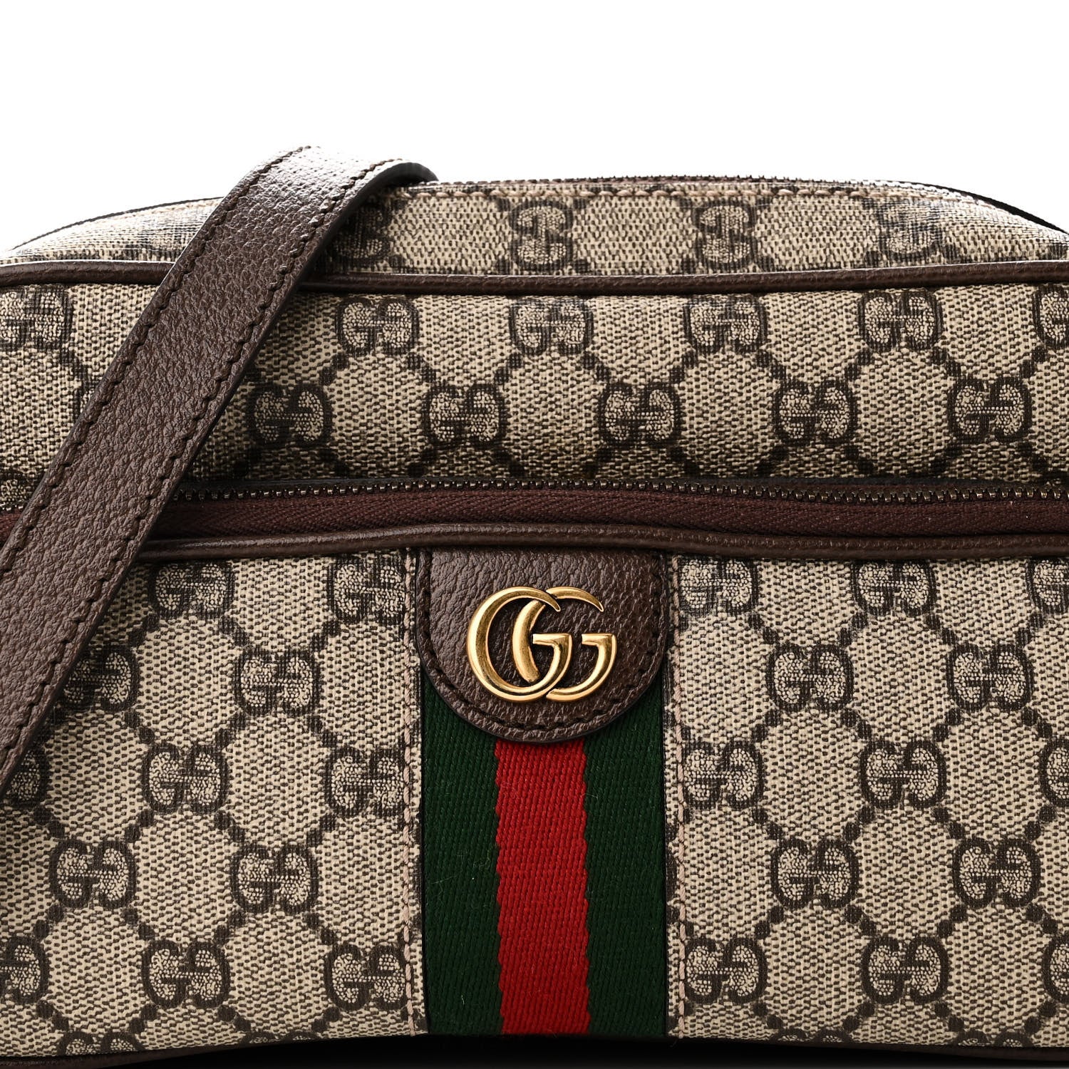 Gucci GG Supreme Monogram Calfskin Web Small Ophidia Messenger Bag Beige Ebony New Acero 8 of 11