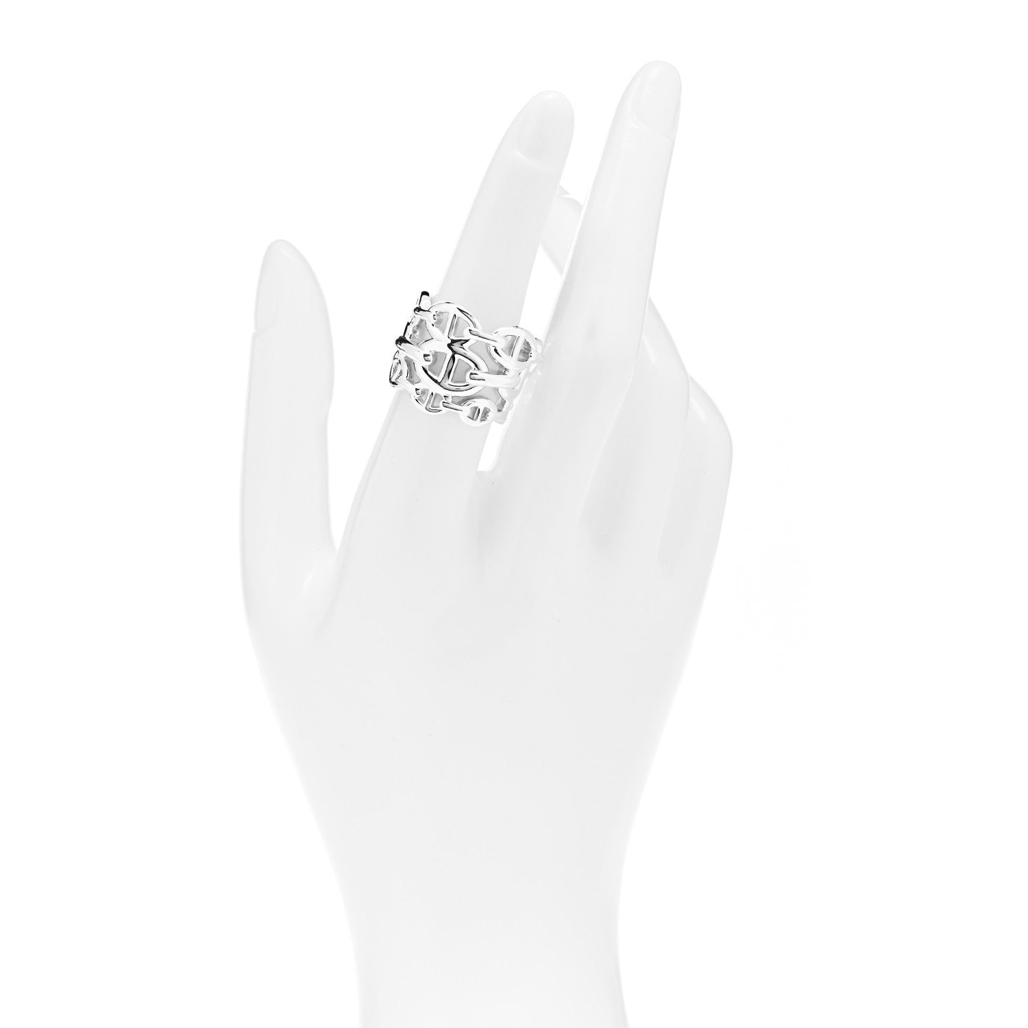 Hermes Sterling Silver GM Chaine d'Ancre Enchainee Band Ring 53 6.25 2 of 5