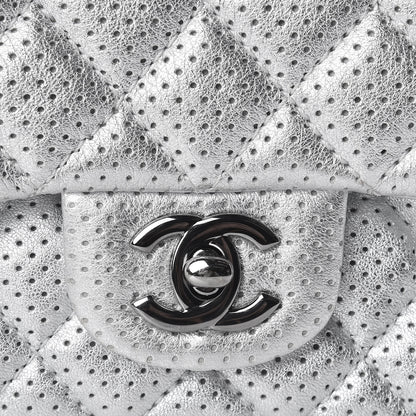 Chanel Metallic Lambskin Perforated Mini Rectangular Flap Silver 8 of 10