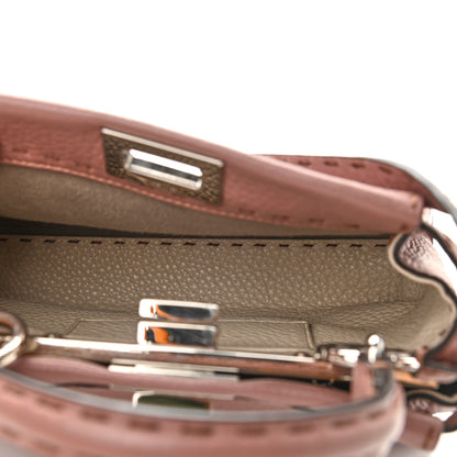 Fendi Cuoio Romano Selleria Bi-Color Mini Peekaboo Iconic Satchel English Rose Camelia 4 of 7