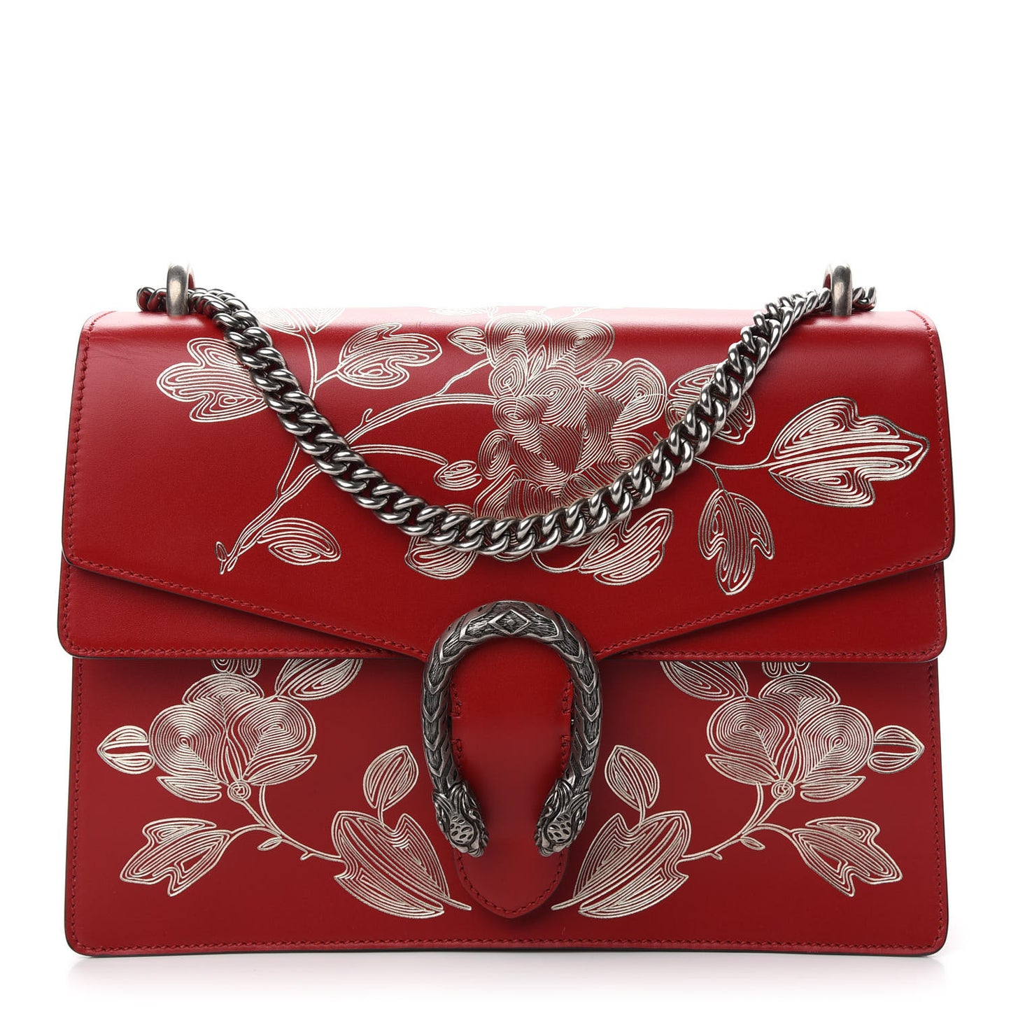 Calfskin Chinese New Year Medium Dionysus Shoulder Bag Hibiscus Red