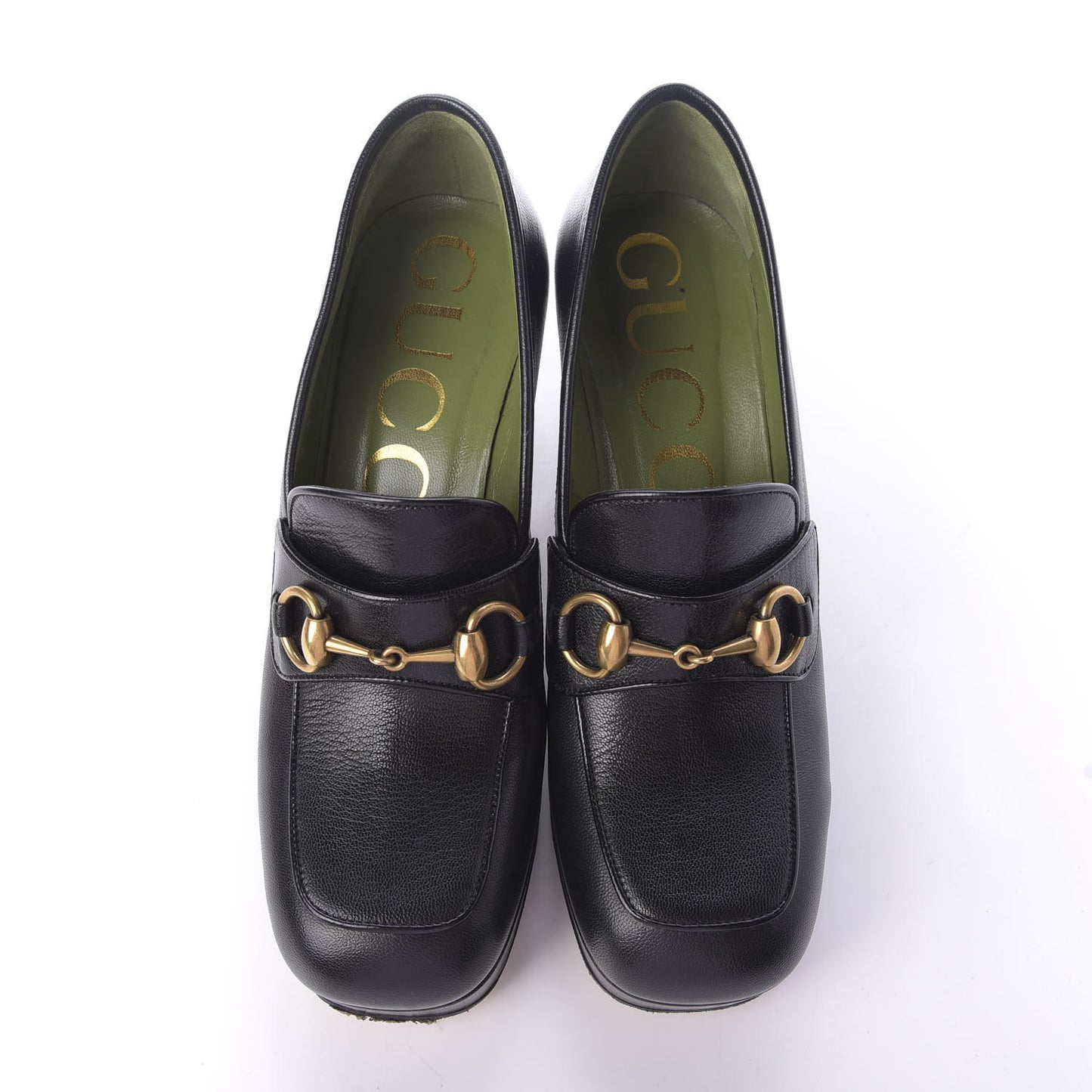 Goatskin Houdan Mid Heel Platform Loafers 37 Black