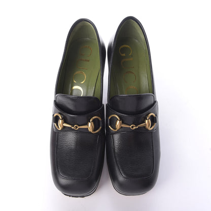 Gucci Goatskin Houdan Mid Heel Platform Loafers 37 Black 6 of 13