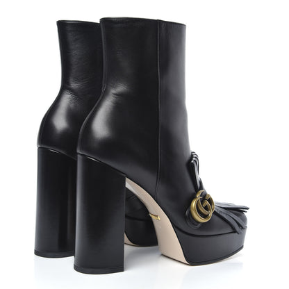 Gucci Malaga Kid GG Marmont Fringe Platform Ankle Boots 40 Black 4 of 8