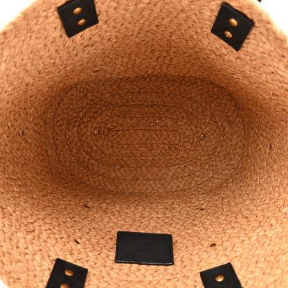 Saint Laurent Raffia Calfskin Caged Tote Naturale Black 5 of 12