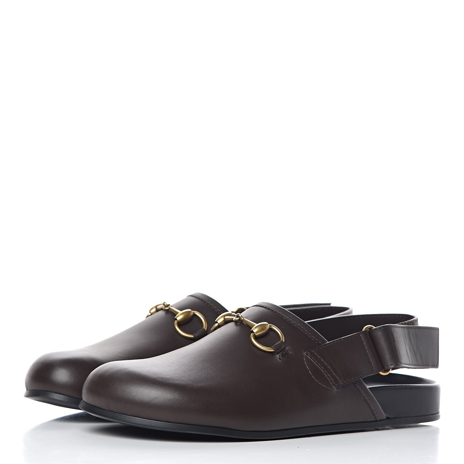 Gucci Calfskin Mens Horsebit River Slingback Slippers 7 Cocoa 3 of 11