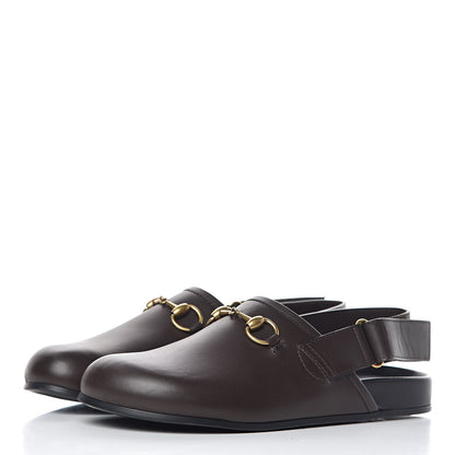 Gucci Calfskin Mens Horsebit River Slingback Slippers 7 Cocoa 3 of 11