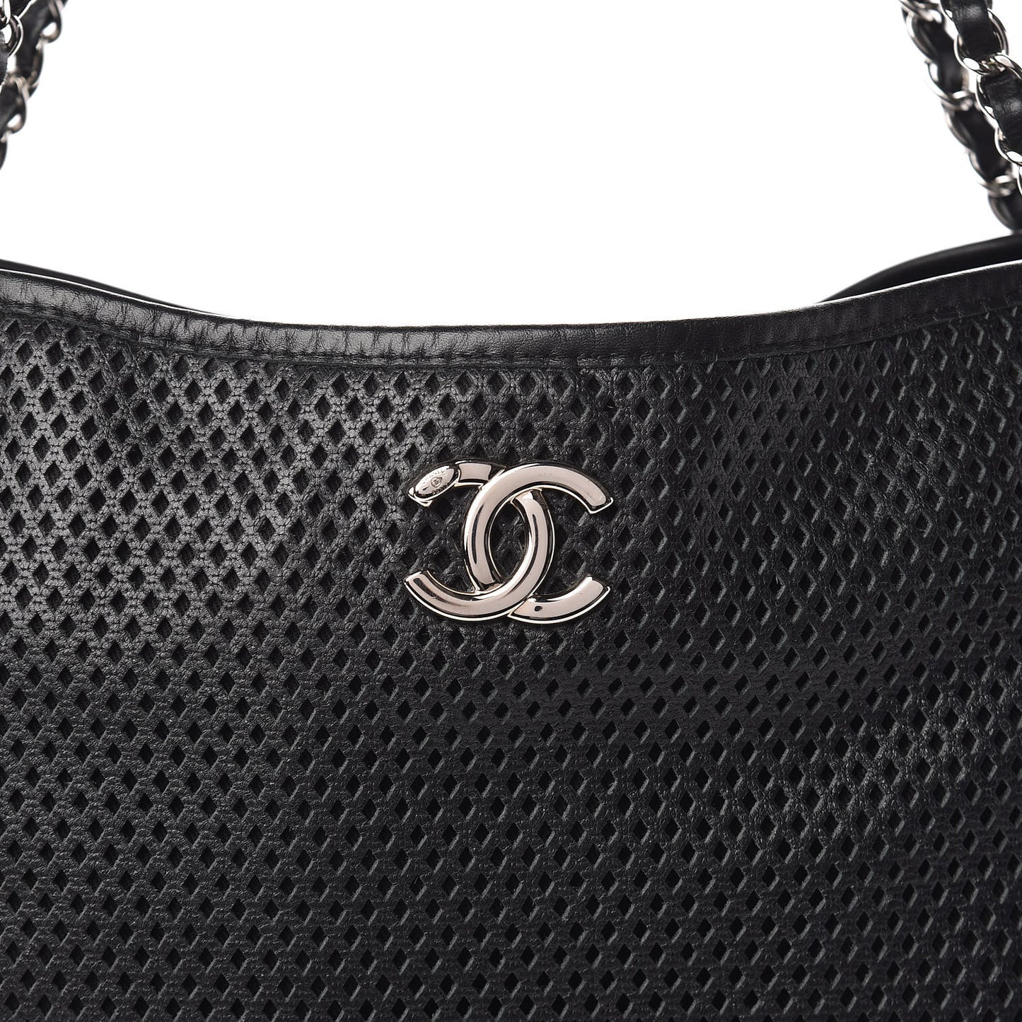 Calfskin Perforated Up In The Air Tote Black