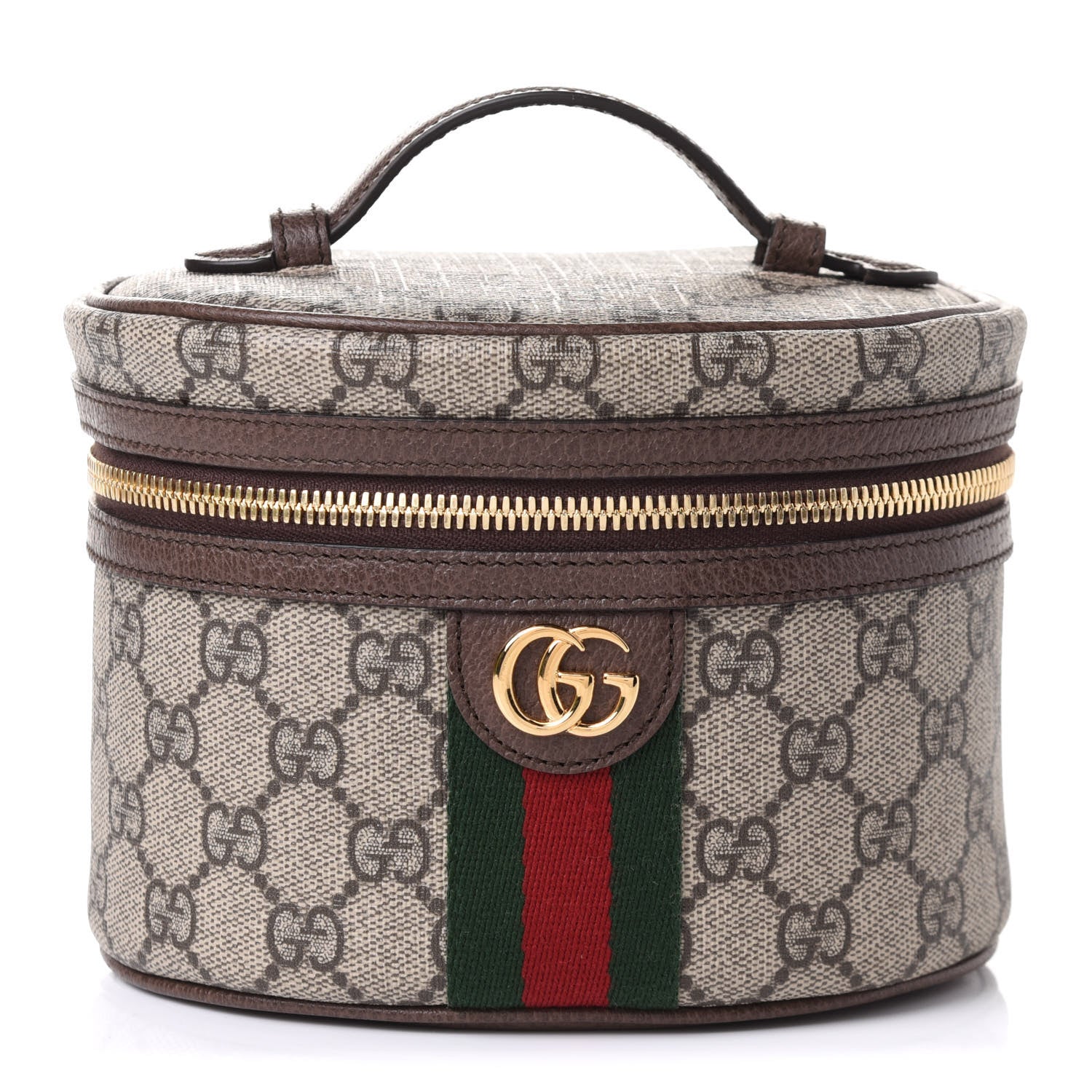 Gucci GG Supreme Monogram Textured Calfskin Web Ophidia Vanity Cosmetic Case Beige Ebony New Acero 1 of 11