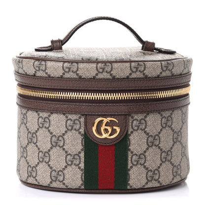 Gucci GG Supreme Monogram Textured Calfskin Web Ophidia Vanity Cosmetic Case Beige Ebony New Acero 1 of 11