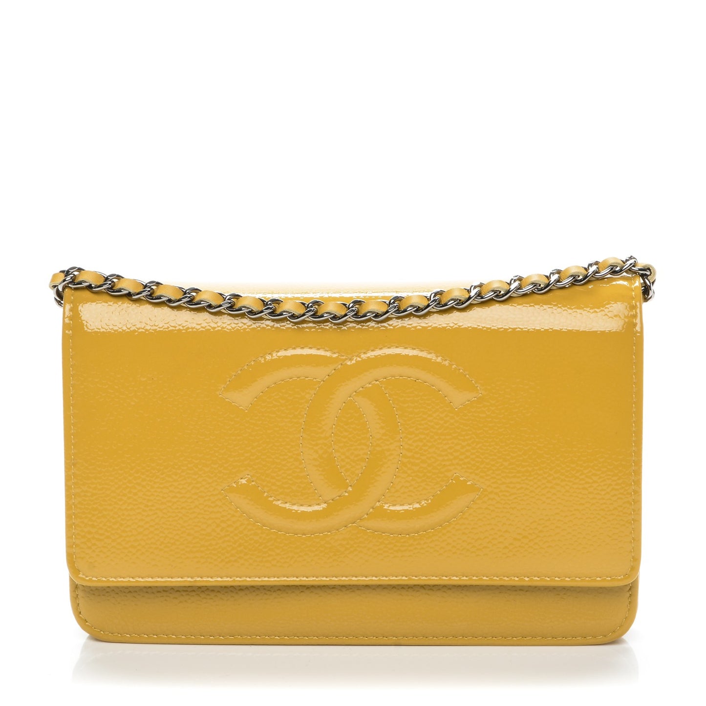 Patent Caviar Timeless CC Wallet on Chain WOC Yellow