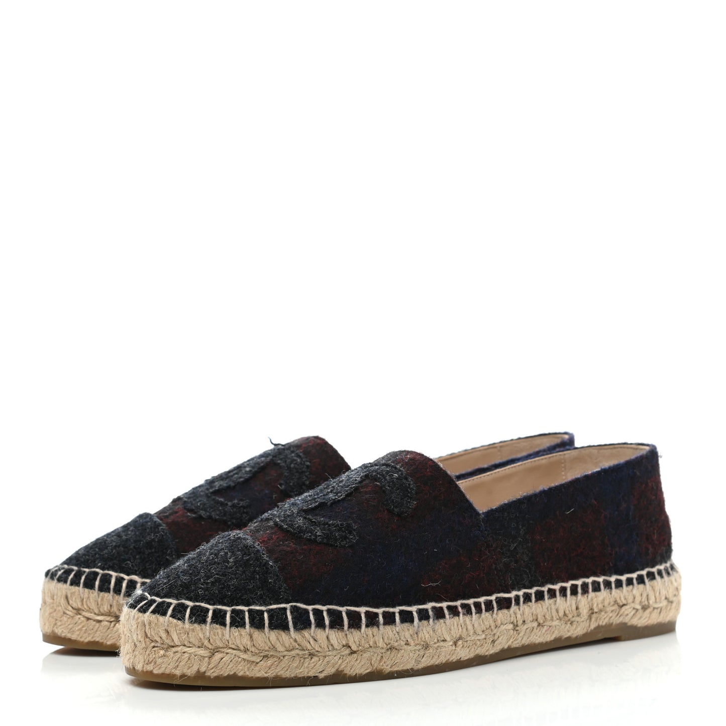 Fabric CC Espadrilles 39 Burgundy Navy Dark Grey