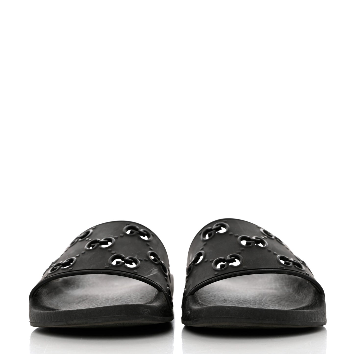 Rubber GG Monogram Perforated Womens Slide Sandals 37 Black