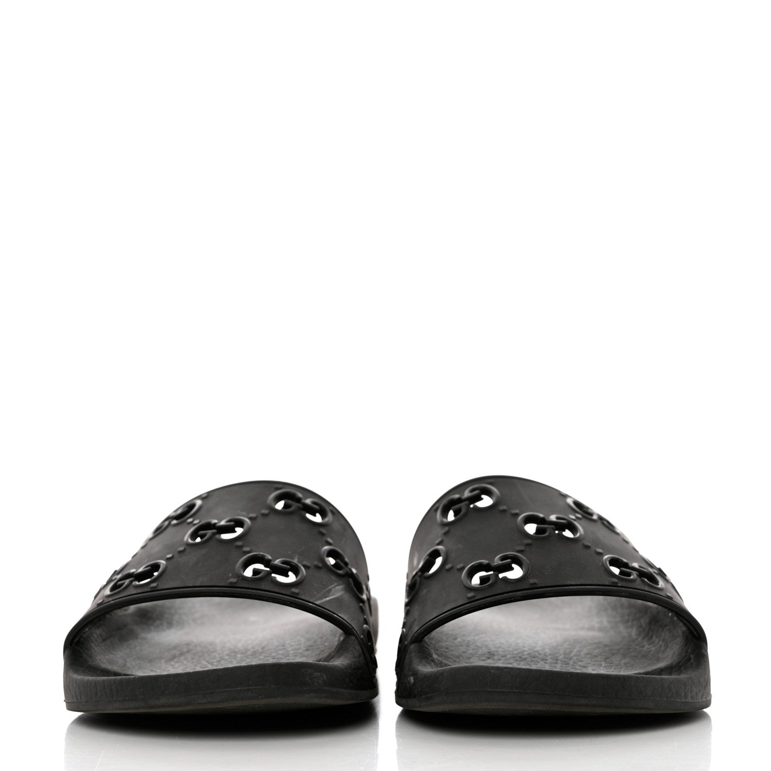 Gucci Rubber GG Monogram Perforated Womens Slide Sandals 37 Black 2 of 9
