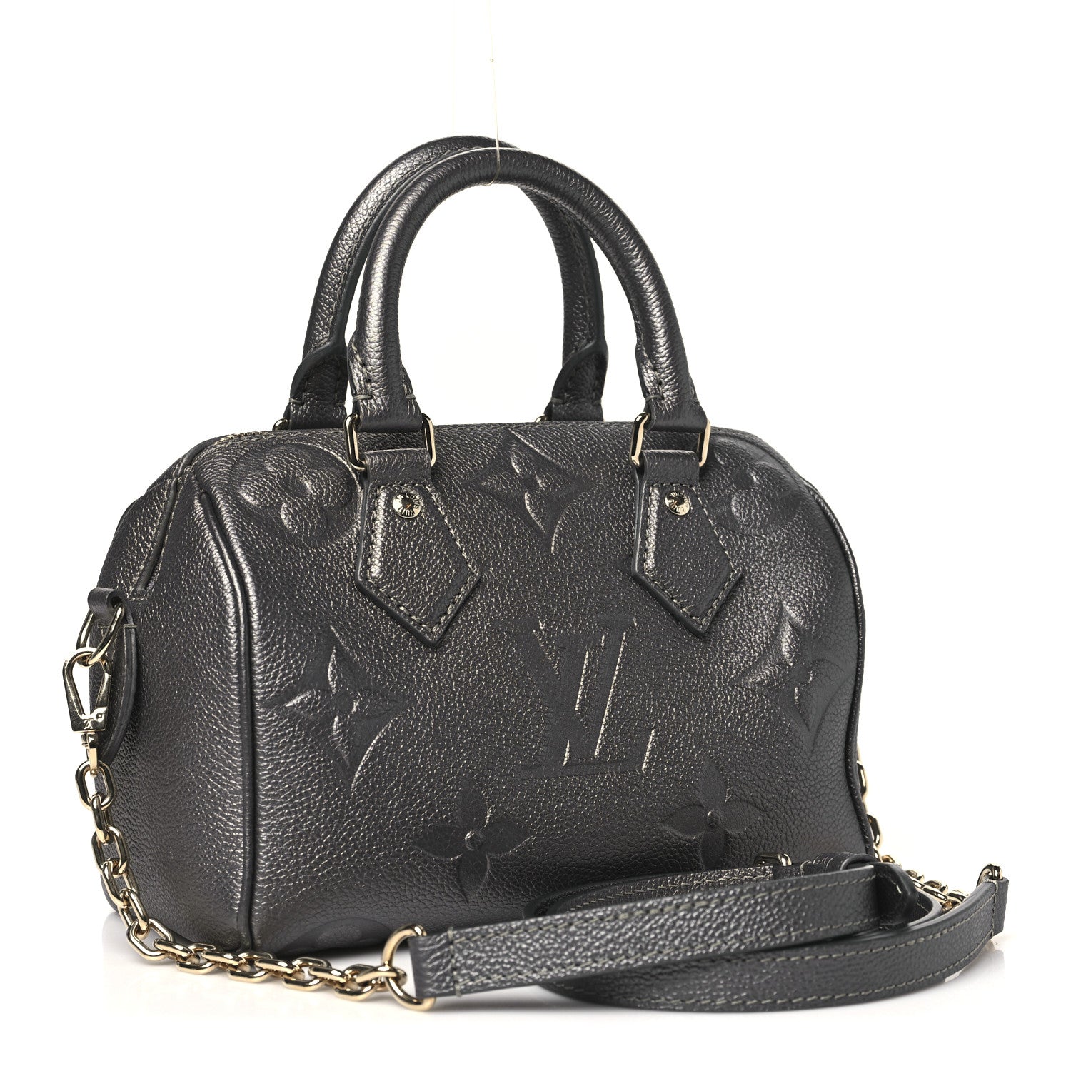 Louis Vuitton Shimmery Empreinte Monogram Giant Speedy Bandouliere 20 Gun Metal 3 of 9