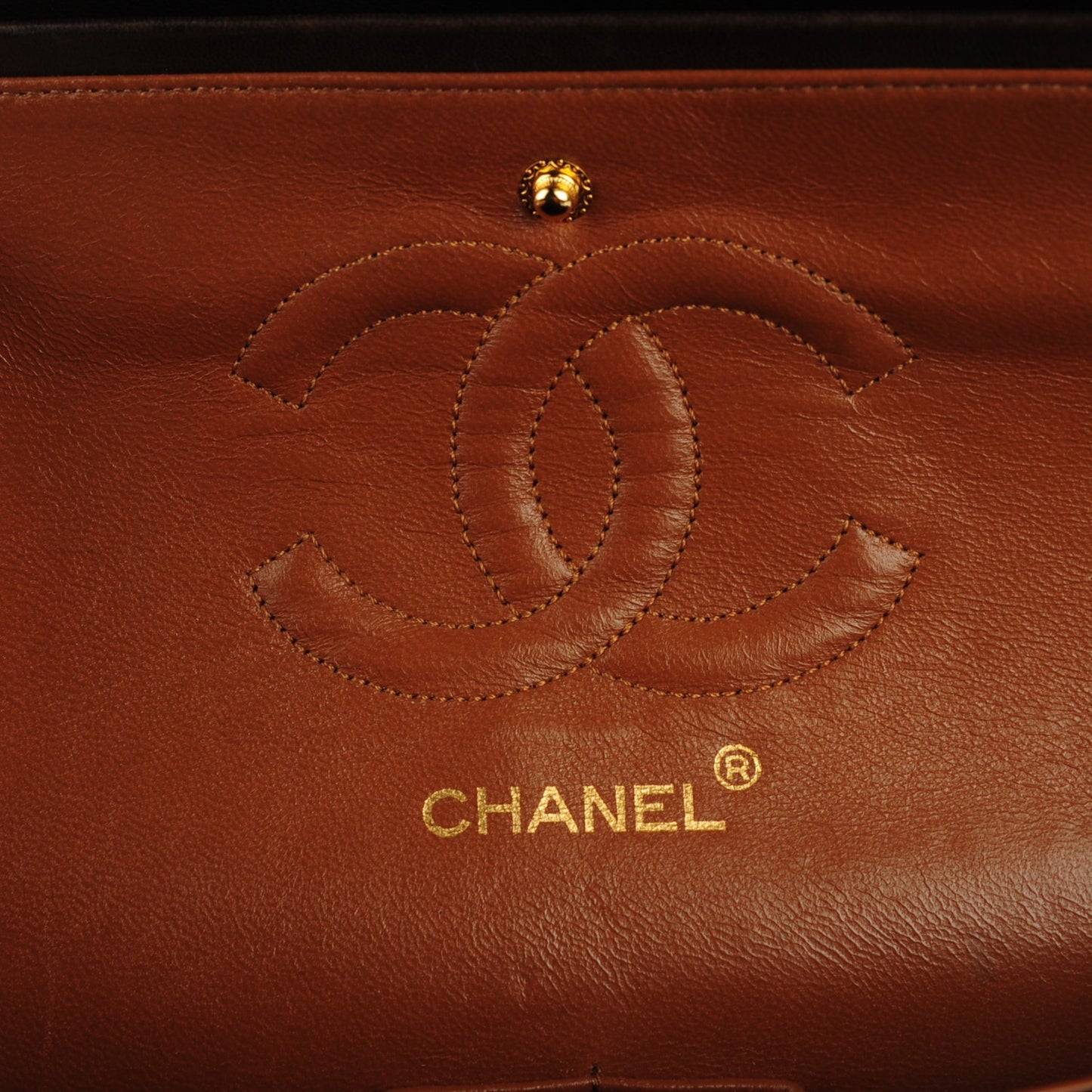 Lambskin Quilted Medium Double Flap Dark Brown