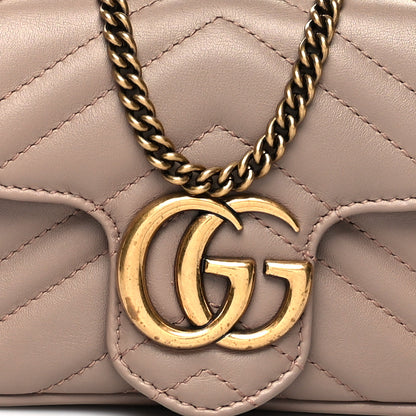 Gucci Calfskin Matelasse Super Mini GG Marmont Shoulder Bag Porcelain Rose 8 of 11