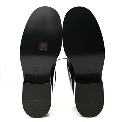 Chanel Shiny Goatskin Cap Toe Combat Boots 41 Black Dark Grey 5 of 10