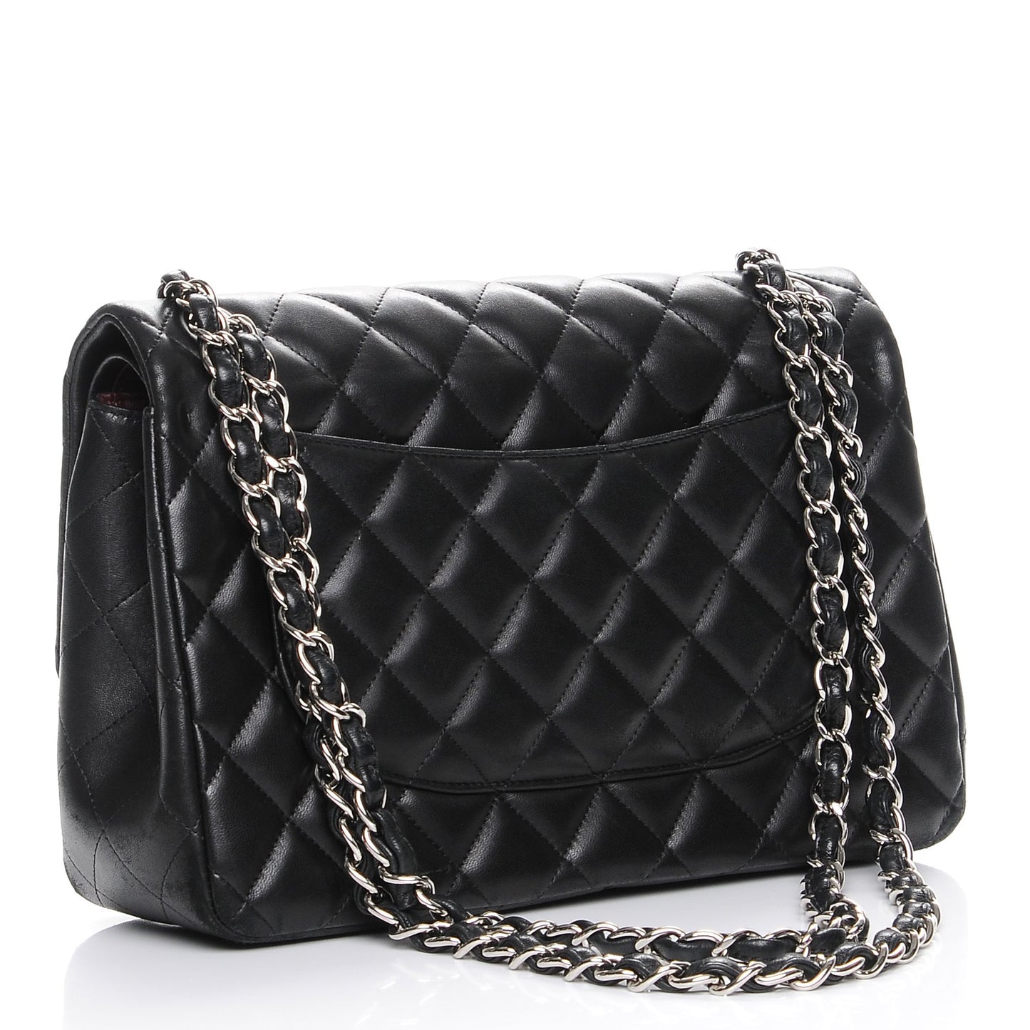 Lambskin Quilted Jumbo Double Flap Black