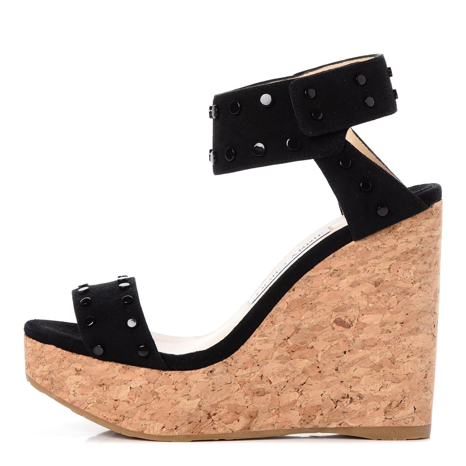 Jimmy Choo Suede Studded Cork Nelly 120 Wedges 37.5 Black 1 of 11
