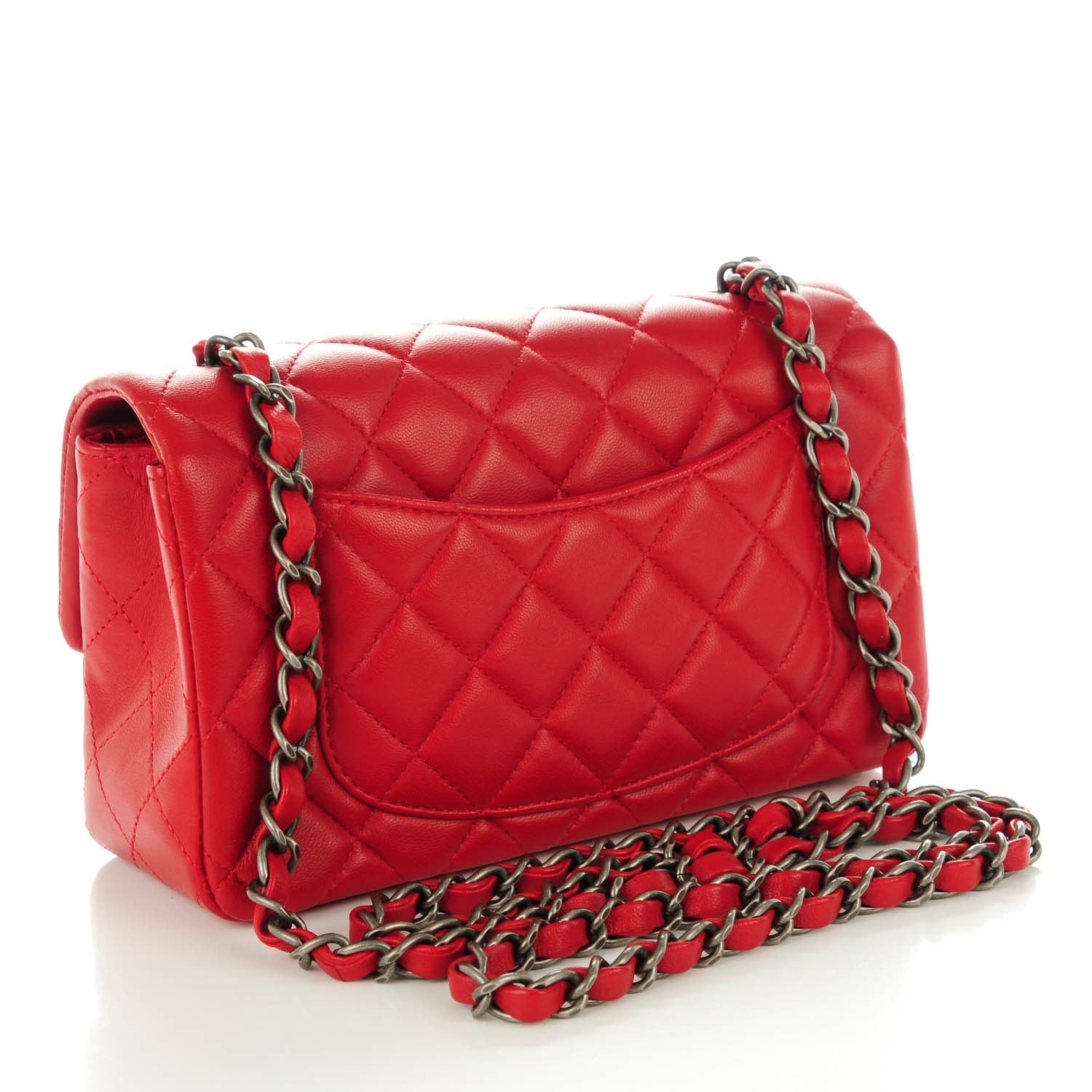 Chanel Lambskin Quilted Mini Rectangular Flap Red 3 of 8