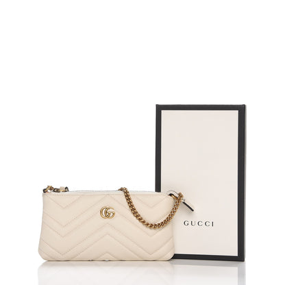 Gucci Calfskin Matelasse Mini GG Marmont Chain Bag White 7 of 8