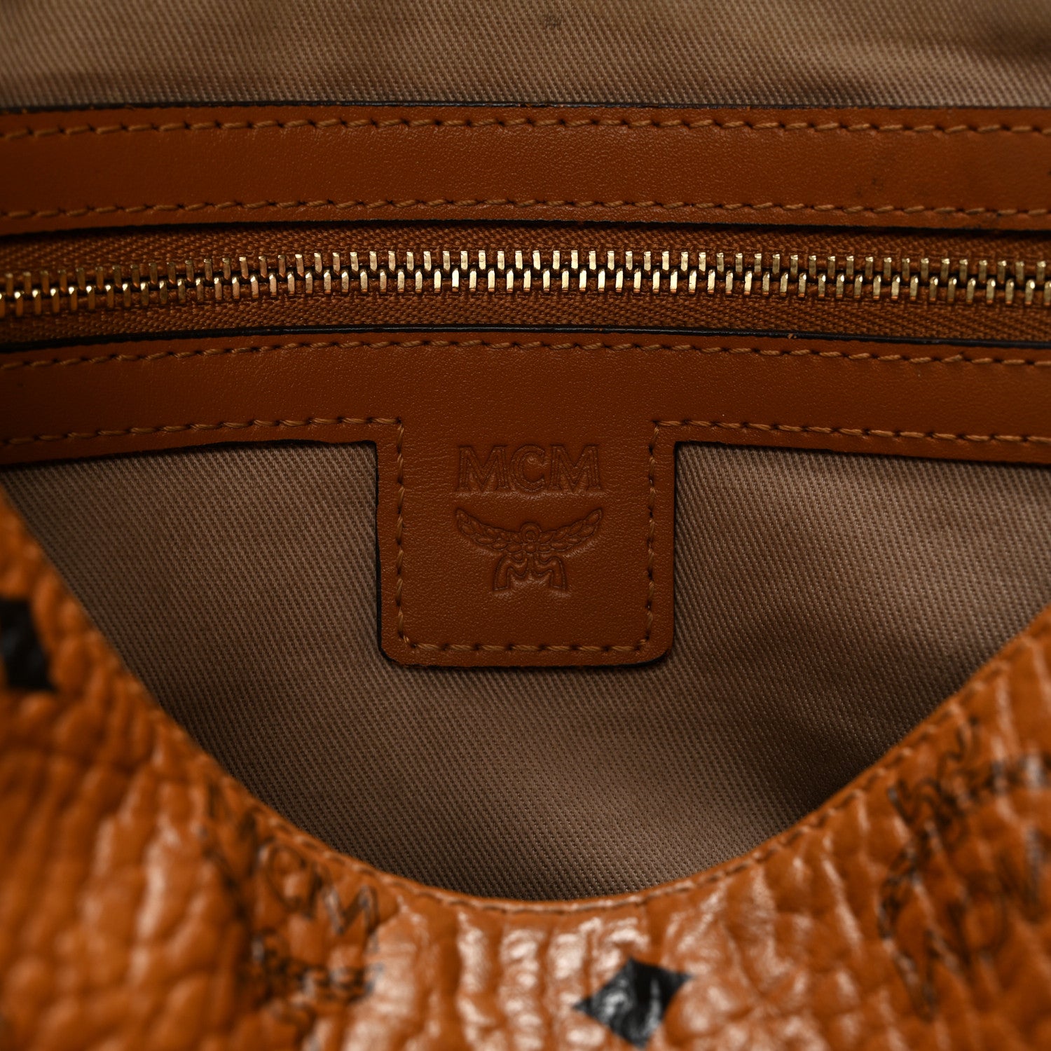 MCM Visetos Medium Zip Pouch Cognac 6 of 12