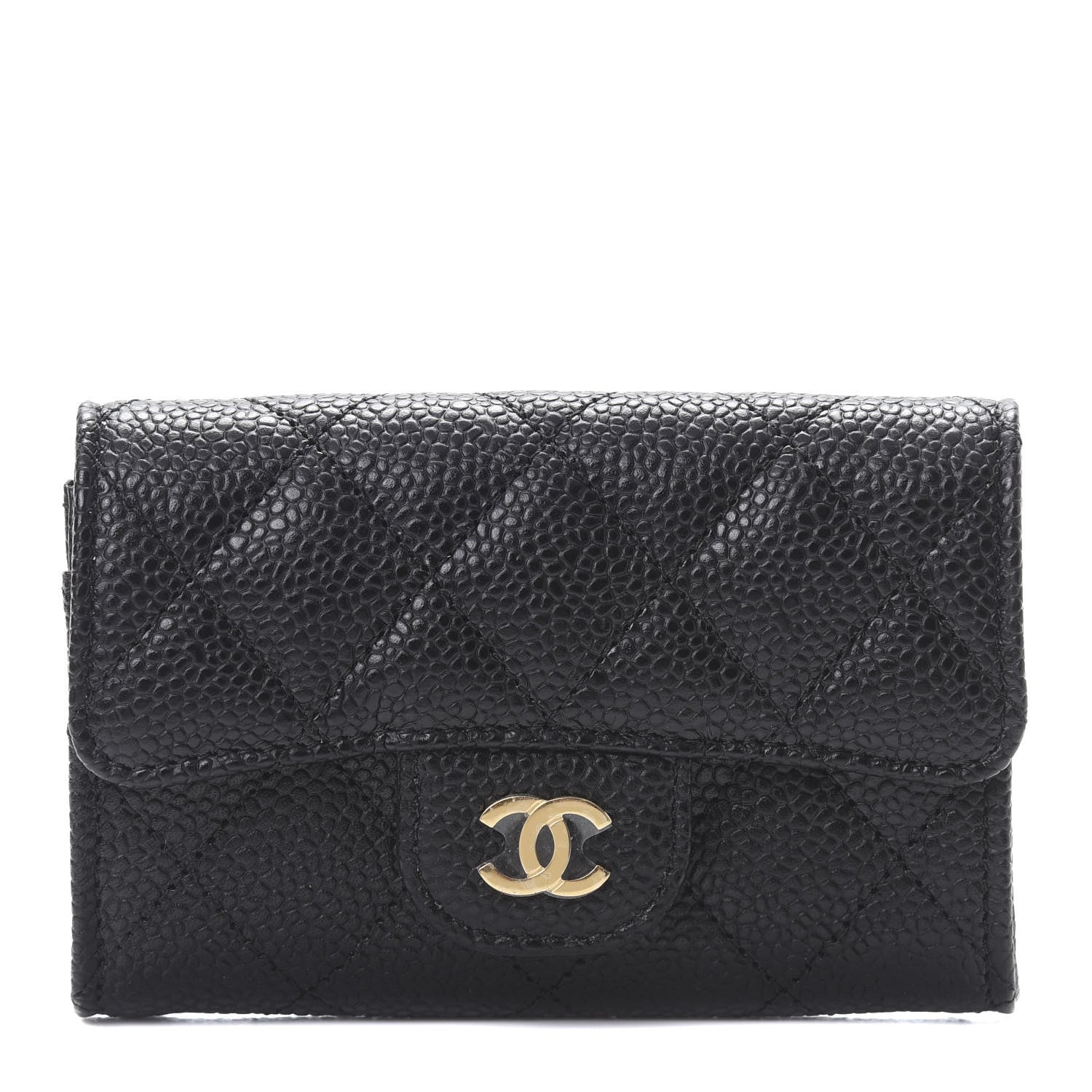 Chanel Caviar Quilted Flap Card Holder Wallet Black 1 of 9
