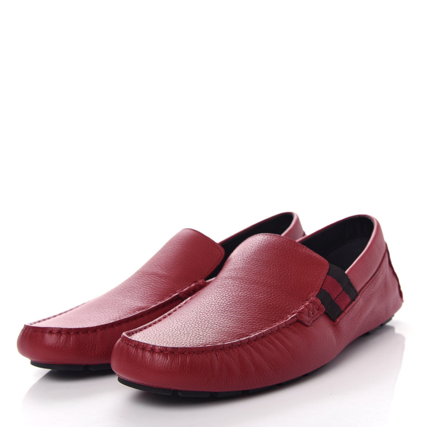 Calfskin Web Mens Driver Loafers 9 Red