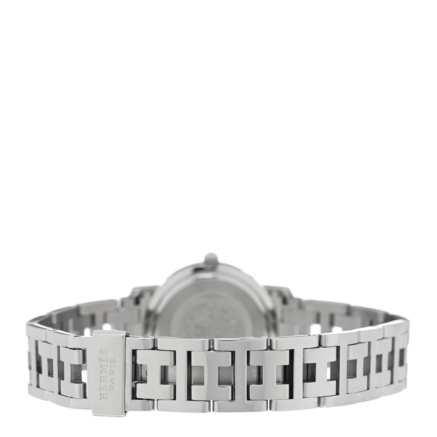 Hermes Stainless Steel Diamond Pink Mother of Pearl 24mm Clipper Nacre Quartz Watch 3 of 4