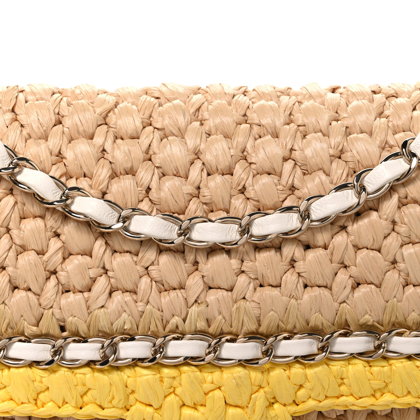 Raffia Chain Venice Beach Flap Bag Beige Yellow