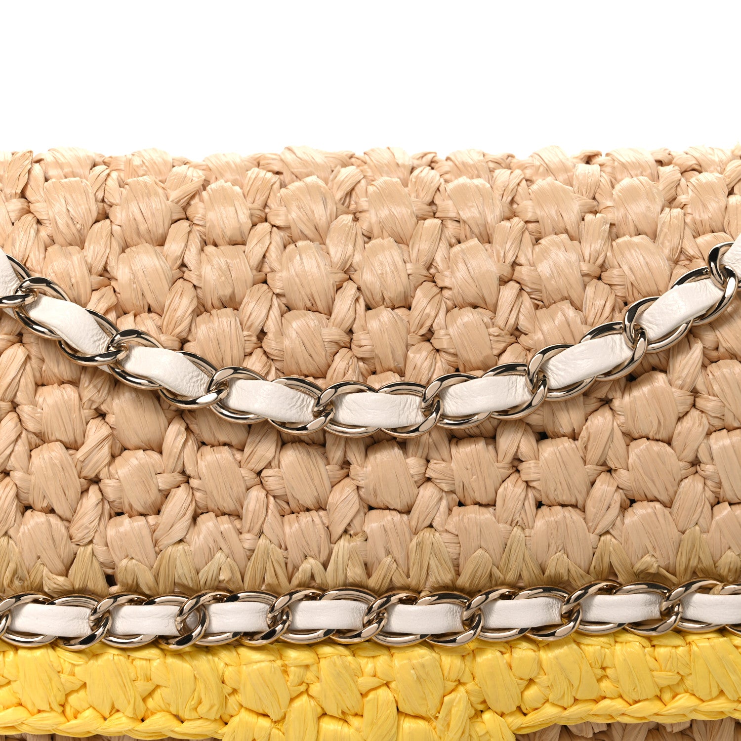 Chanel Raffia Chain Venice Beach Flap Bag Beige Yellow 7 of 10